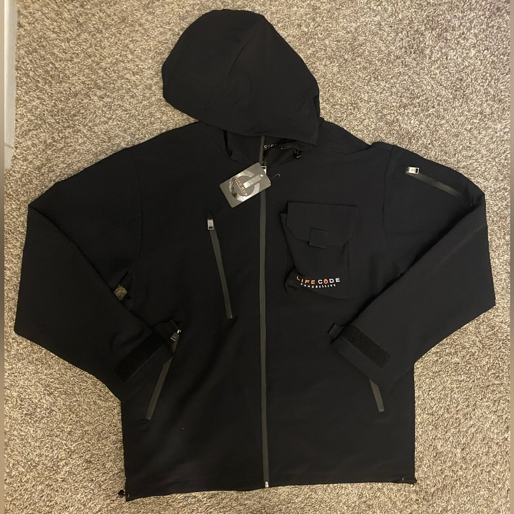 Life Code Progressive Men’s Black Utility Pockets Full-Zip Jacket Size XL
